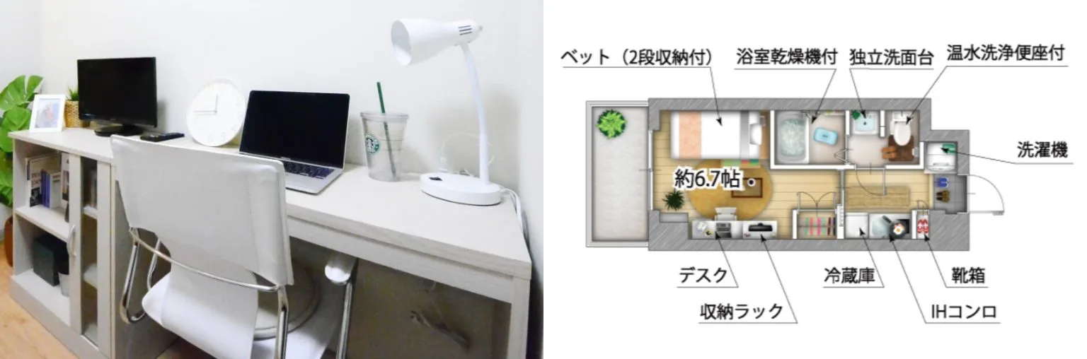 全室家具家電付きで、すぐに新生活スタート!